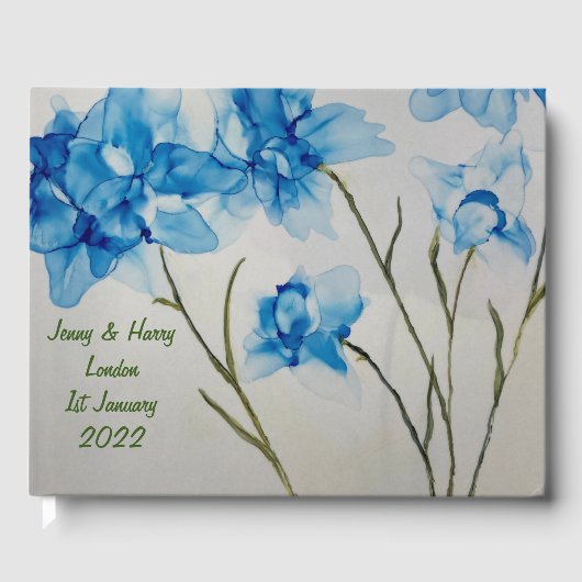 Guestbook Wedding Blue Flowers  ゲストブック (正面)