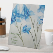 Guestbook Wedding Blue Flowers  Hand Fan 台座サイン (インサイチュ)
