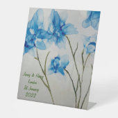 Guestbook Wedding Blue Flowers  Hand Fan 台座サイン (正面)
