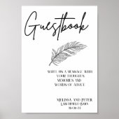 Guestbook Wedding Sign Elegant Modern ポスター (正面)