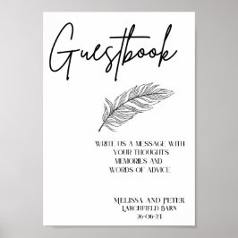 Guestbook Wedding Sign Elegant Modern ポスター