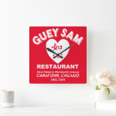 Guey Sam Restaurant, Chinatown，シカゴ， IL スクエア壁時計 (ホーム)