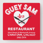 Guey Sam Restaurant, Chinatown,シカゴ, IL スクエア壁時計 (正面)