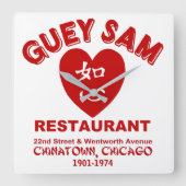 Guey Sam Restaurant, Chinatown,シカゴ, IL スクエア壁時計 (正面)