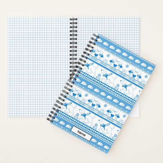Guide Dog Tale Lab Pattern – 青 – 小 ノートブック (内側)