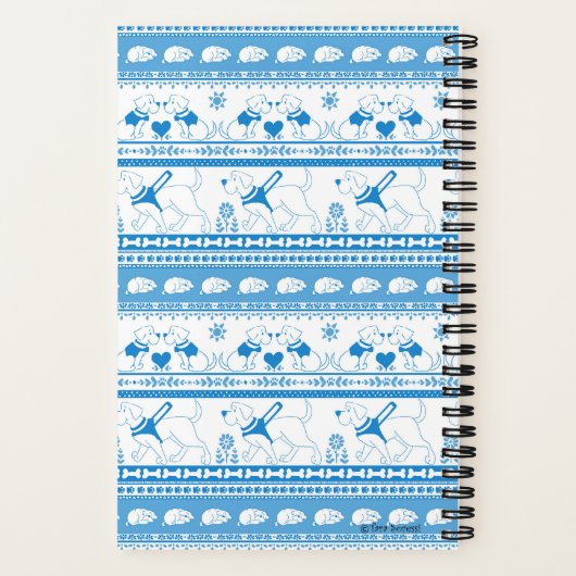 Guide Dog Tale Lab Pattern – 青 – 小 ノートブック (裏面)