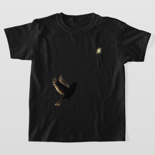 Guided by Light – Silhouette Bird and Star Tシャツ (レイダウン)