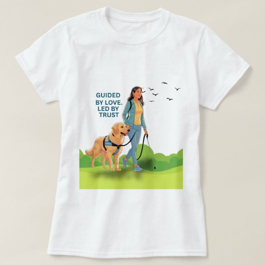 Guided by Love - Adulの犬サポートデザイン Tシャツ (デザイン正面)