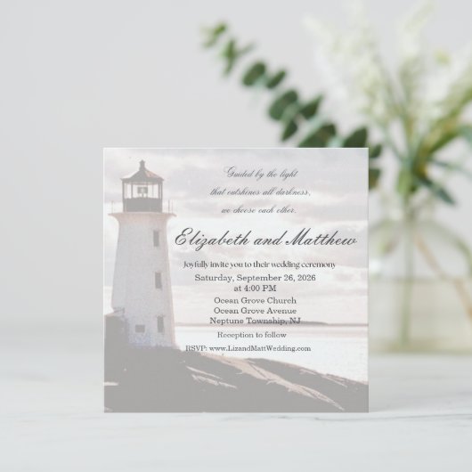 Guided by the Light Lighthouse Wedding Invitation 招待状 (スタンド正面)