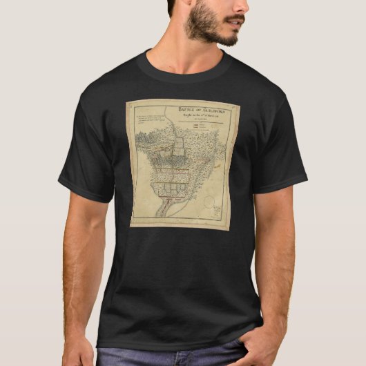 Guildfordの地図1781年3月15日の戦い Tシャツ (正面)