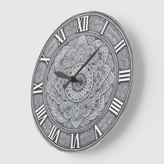 Guilloché Roman Numeral  — Luxury Engraved pattern ラージ壁時計 (傾斜)