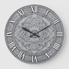 Guilloché Roman Numeral — Luxury Engraved pattern ラージ壁時計
