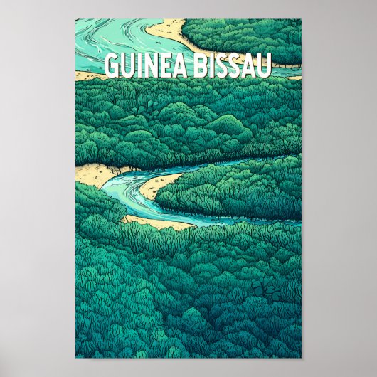 Guinea Bissau Illustration Travel Art Vintage ポスター (正面)