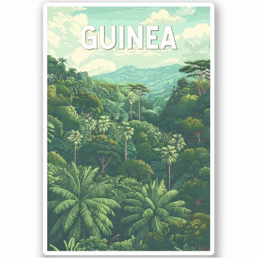 Guinea Illustration Travel Art Vintage シール (正面)
