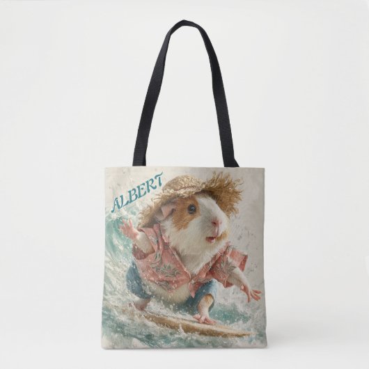 Guinea Pig Albert The Surfer Catching Waves トートバッグ (正面)