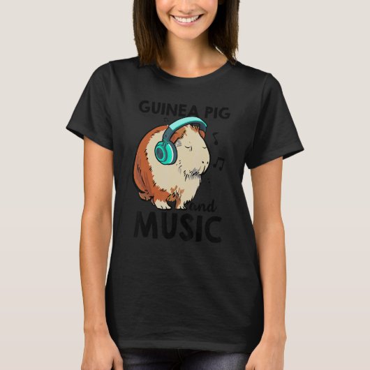 Guinea Pig And Music Animal Lover Pet Owner Guine  Tシャツ (正面)