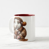 Guinea Pig Bliss Mug - Cozy Autumn Chilling Coffee ツートーンマグカップ (正面左)