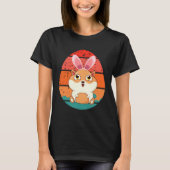 Guinea Pig Bunny Happy Easter Eggs Retro Men Women Tシャツ (正面)