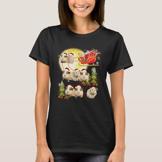 Guinea Pig Christmas  Guinea Pig Riding Santa Xmas Tシャツ (正面)