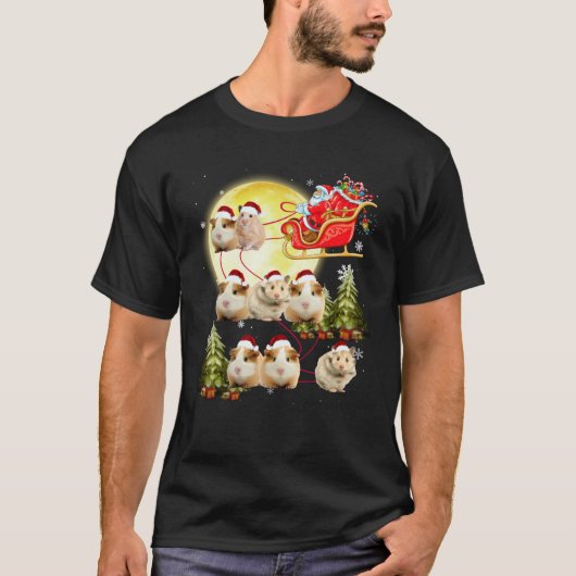 Guinea Pig Christmas  Guinea Pig Riding Santa Xmas Tシャツ (正面)