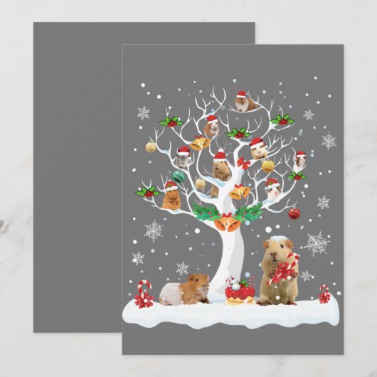Guinea Pig Christmas On Winter Tree Goat Lover Paj 招待状 (正面/裏面)