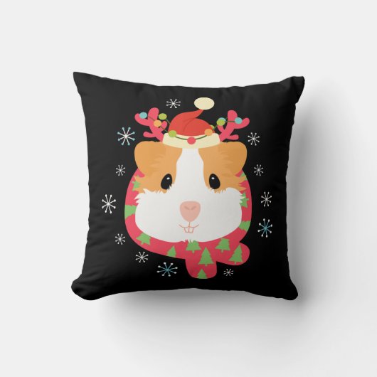 Guinea Pig Christmas Reindeer クッション (正面)