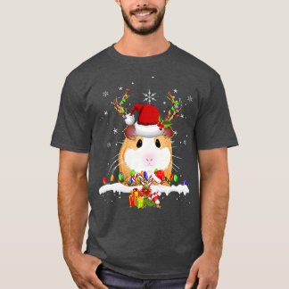 Guinea Pig Christmas Reindeer Christmas Lights Tシャツ