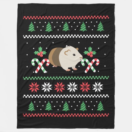 Guinea pig Dad ugly Christmas フリースブランケット (正面)