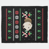 Guinea pig Dad ugly Christmas フリースブランケット (正面(横))