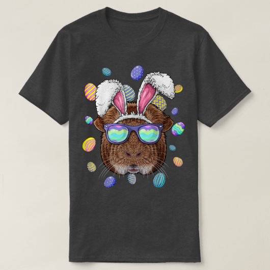 Guinea Pig Easter Bunny Ears Funny Easter Eggs Hun Tシャツ (デザイン正面)