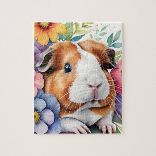 Guinea Pig Family Pet Portrait ジグソーパズル (縦)