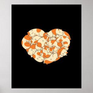 Guinea Pig Heart Love Cute Baby Guinea Pig ポスター