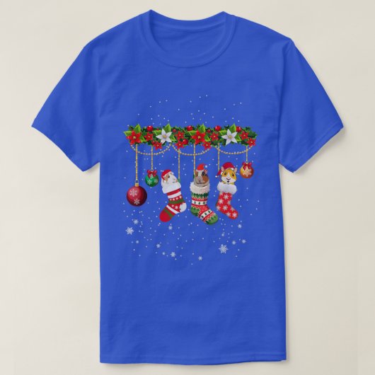 Guinea Pig In Socks Christmas Santa Hat Xmas Light Tシャツ (デザイン正面)