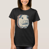 Guinea Pig Pet Retro Line Art Tシャツ (正面)