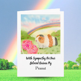 Guinea Pig Rainbow Sympathy with Carnations Name カード