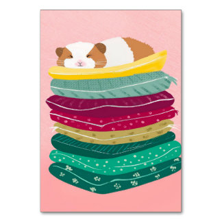 Guinea Pig Sleeping Cute Animals Pet Owner Gift テーブルナンバー