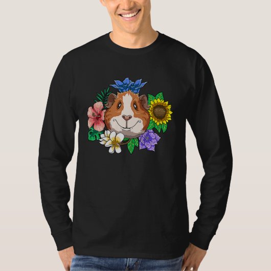 Guinea Pig Smile Flowers Laughter for a Guinea pig Tシャツ (正面)