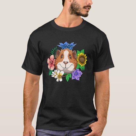 Guinea Pig Smile Flowers Laughter for a Guinea pig Tシャツ (正面)