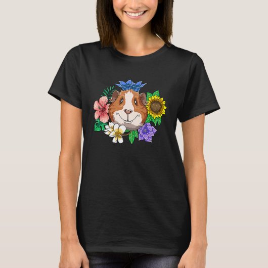 Guinea Pig Smile Flowers Laughter for a Guinea pig Tシャツ (正面)