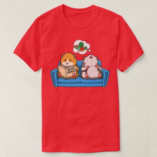 Guinea pig sofa reading dreaming food for guinea p tシャツ (デザイン正面)
