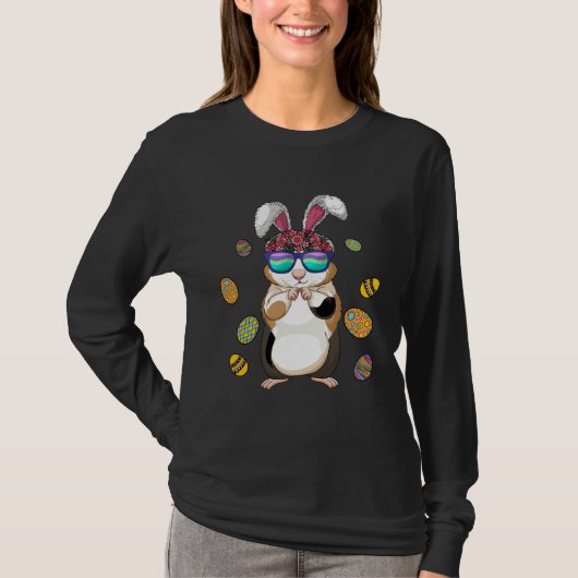 Guinea Pig With Cute Bunny Ears Happy Easter Day E Tシャツ (正面)