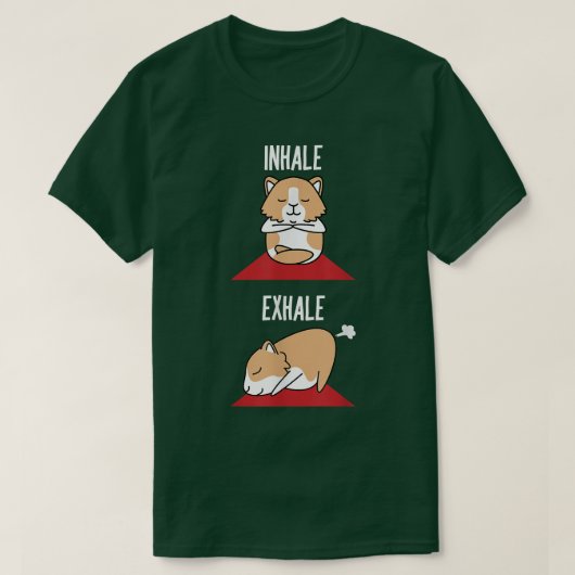 Guinea Pig Yoga Fart Funny Inhale Ehale Pet Positi Tシャツ (デザイン正面)