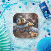 Guinea Pigs in Space! Retro Astronaut Explorer ペーパープレート (パーティー)