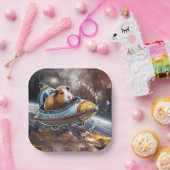Guinea Pigs in Space! Retro Astronaut Explorer ペーパープレート (パーティー)