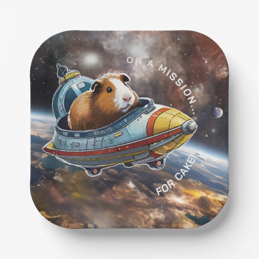 Guinea Pigs in Space! Retro Astronaut Explorer ペーパープレート (正面)