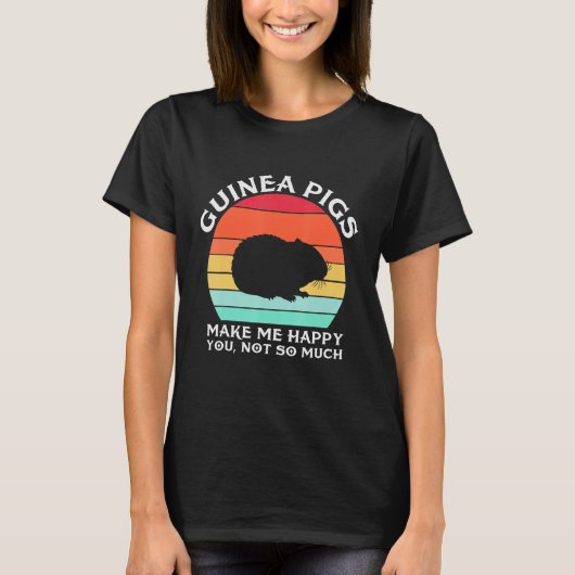 Guinea Pigs Make Me Happy Sunset Retro Guinea Pig Tシャツ (正面)