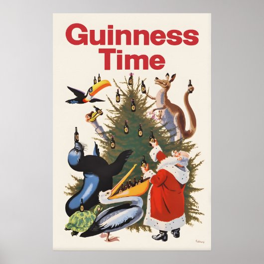 Guinness Christmas Poster Print Vintage John ポスター (正面)