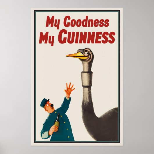 Guinness Ostrich Poster Print  John Gilroy Vintage ポスター (正面)