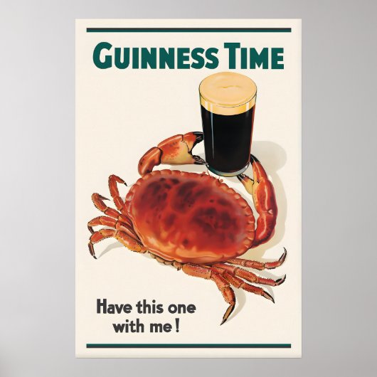 Guinness Time Crab Poster Print  John Gilroy Irish ポスター (正面)