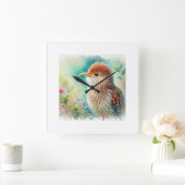 Guira Cuckoo 010924AREF149 - Watercolor スクエア壁時計 (ホーム)